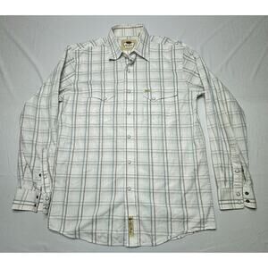 Larry Mahan Men's Long Sleeve White Blue Plaid Pearl Snap Shirt - Size M*